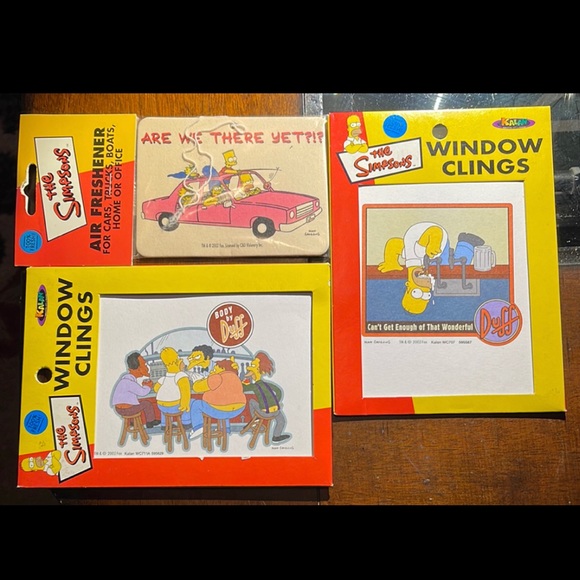 The SIMPSONS 2000 Air Freshener & 2002 The SIMPSONS Window Clings VTG VHTF 🔥🔥 - Picture 1 of 6